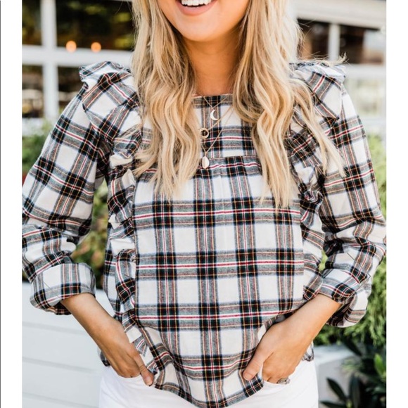Pink Lily Tops - Pink Lily x Living My Best Style Plaid Top